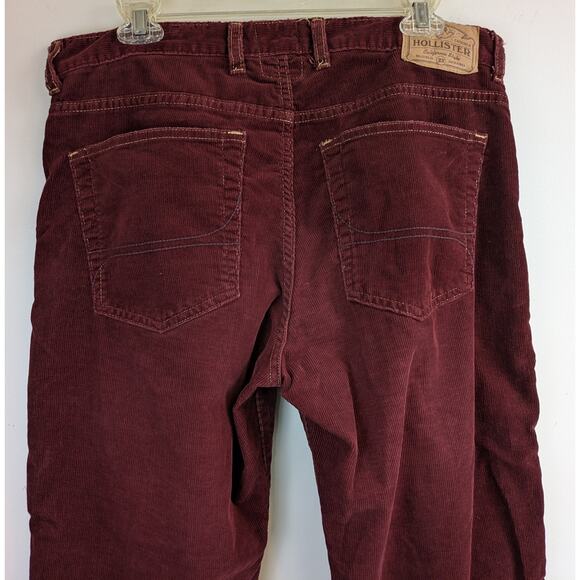 Hollister Mens Corduroy Jeans 32 x 29 Burgundy Casual Classics Straight 90s Vibe - Picture 6 of 11